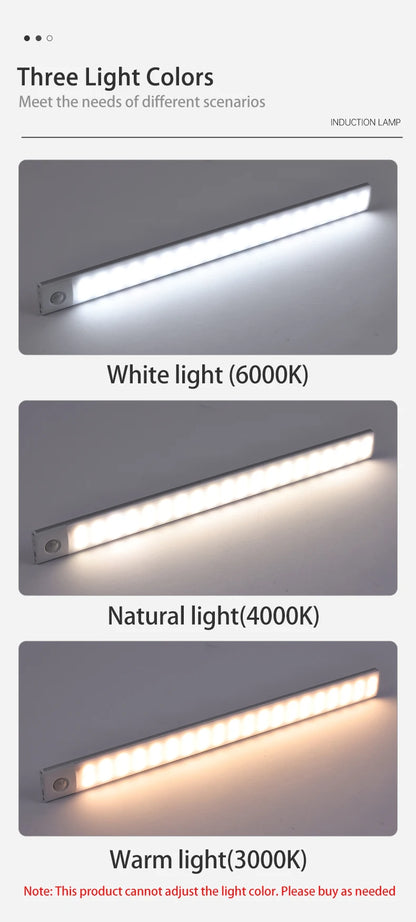 Night light LED Cabinet Light USB Rechargeable Motion Sensor Light Suitable For Kitchen Wardrobe Cabinet Lighting 30cm/40cm/50cm