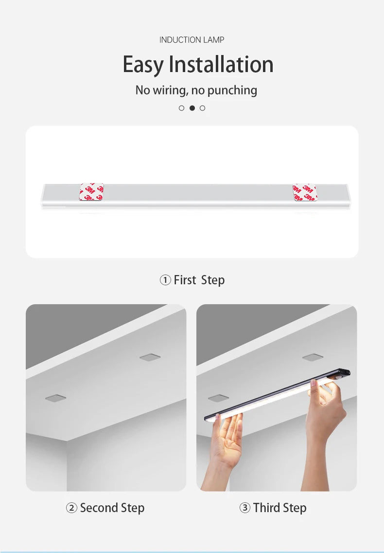 Night light LED Cabinet Light USB Rechargeable Motion Sensor Light Suitable For Kitchen Wardrobe Cabinet Lighting 30cm/40cm/50cm
