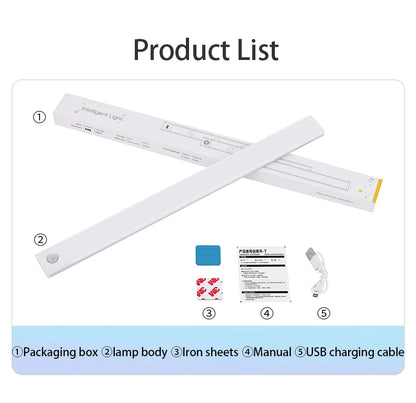 Night light LED Cabinet Light USB Rechargeable Motion Sensor Light Suitable For Kitchen Wardrobe Cabinet Lighting 30cm/40cm/50cm