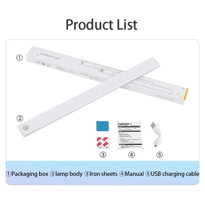Night light LED Cabinet Light USB Rechargeable Motion Sensor Light Suitable For Kitchen Wardrobe Cabinet Lighting 30cm/40cm/50cm