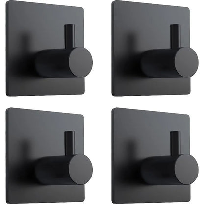 4Pcs Stainless Steel Bathroom Robe Hooks Adhesive Wall Hook Towel Holder Bathroom Kitchen Hardware Multi-Purpose Hanger Hook