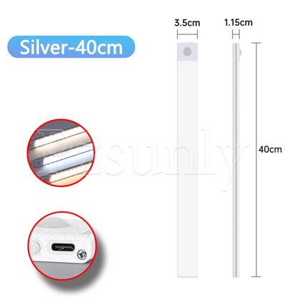 Night light LED Cabinet Light USB Rechargeable Motion Sensor Light Suitable For Kitchen Wardrobe Cabinet Lighting 30cm/40cm/50cm